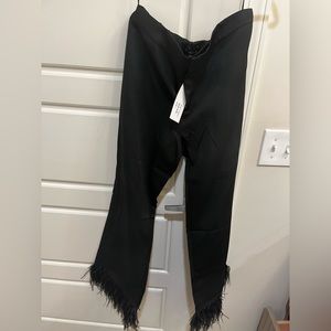 Black dress pants with feather trim